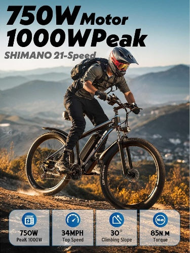 England: 29" E8 E·Bycco Best Budget Electric Mountain Bike 750W Peak 1000W 48V 17.5Ah