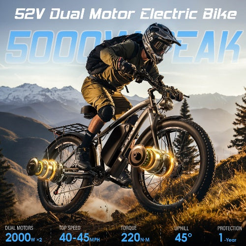 E·Bycco 24'' EB10 Peak 5000W 52V 32Ah Dual Motors Electric Bike for Women and Men