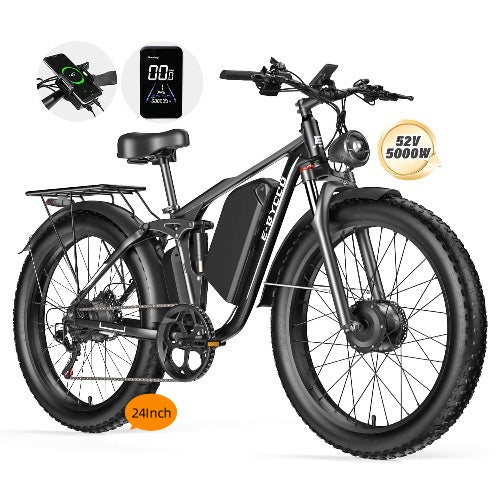 E·Bycco 24" EB7PRO Dual Motor 4000W Peak 5000W 52V 32Ah Lightweight Electric Bike