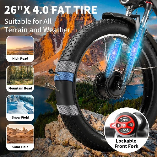 ECOCOGY 26'' G7 4000W Peak 5000W 52V 32Ah Fast Electric Bike