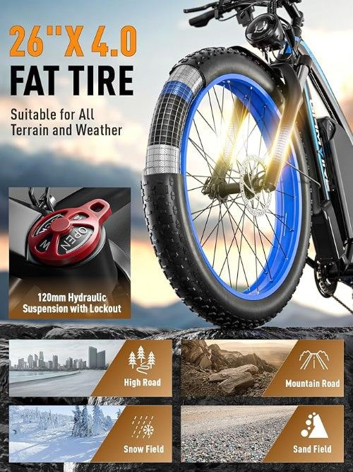GAMVIRE 26'' V7 Long Range Electric Bike 2000W Peak 2500W 52V 32Ah